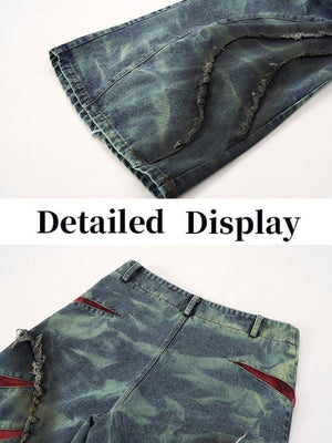 Jeans deshilachados – azul, detalle de dobladillo y cintura | XoKool