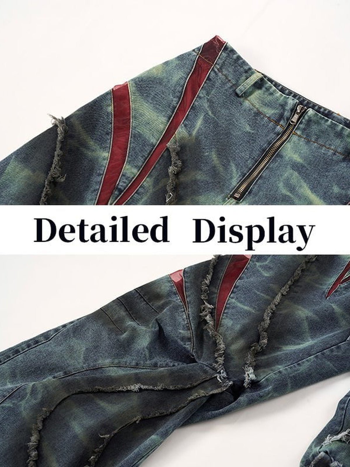 Jeans deshilachados – azul, detalle de cintura y costura | XoKool