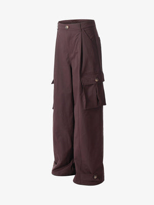 Wide leg cargo pants – Wine Red, side view | XoKool