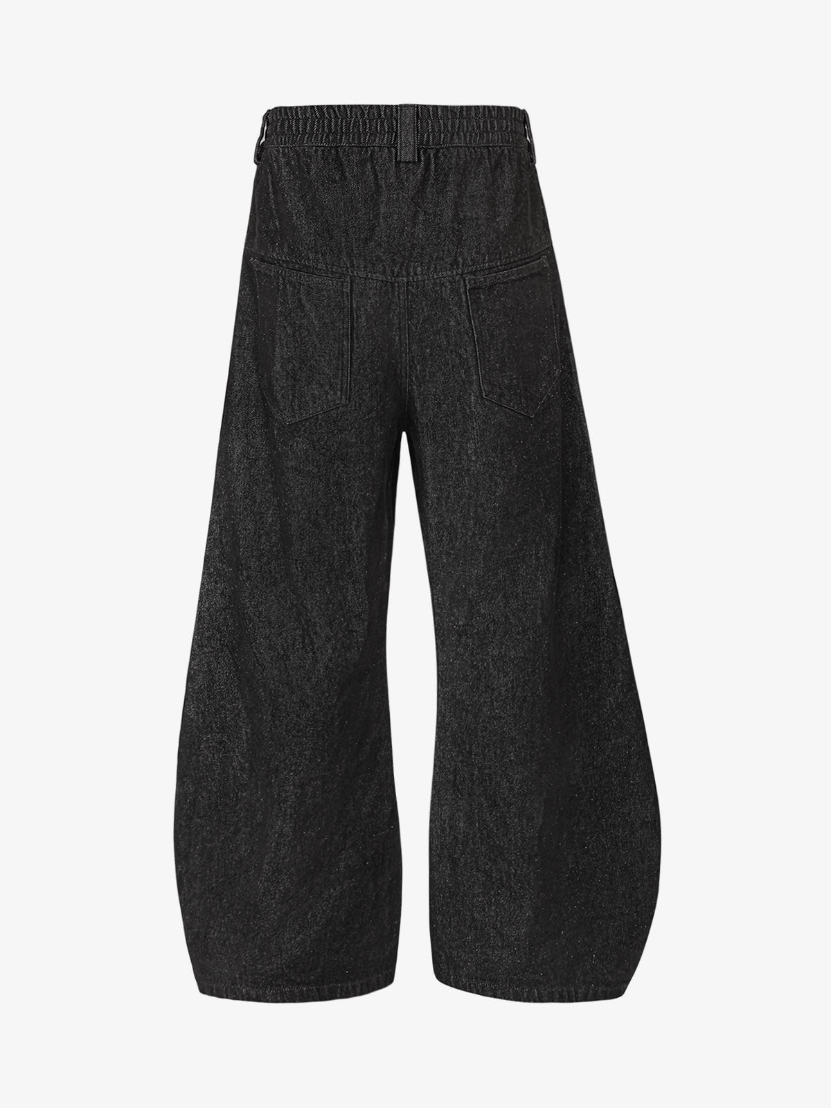 Black Studded Barrel Jeans with V Seams – back view | XoKool
