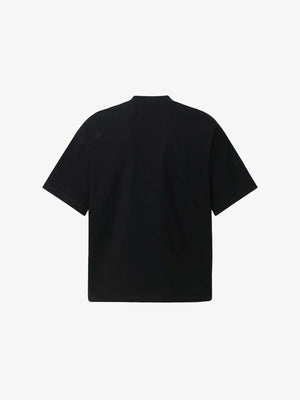 Denim Jacket Illusion Print Boxy Tee – Black, back flat | XoKool