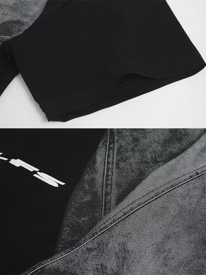 Denim illusion print tee – sleeve & denim print close-up | XoKool