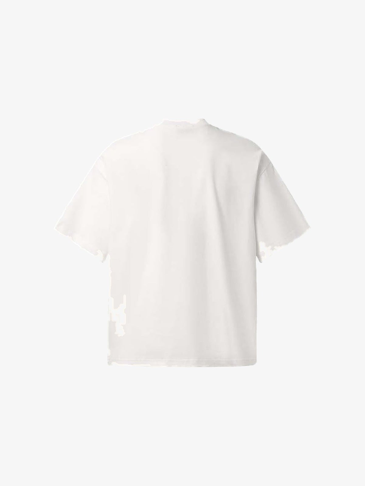 Denim Jacket Illusion Print Boxy Tee – White, back flat | XoKool
