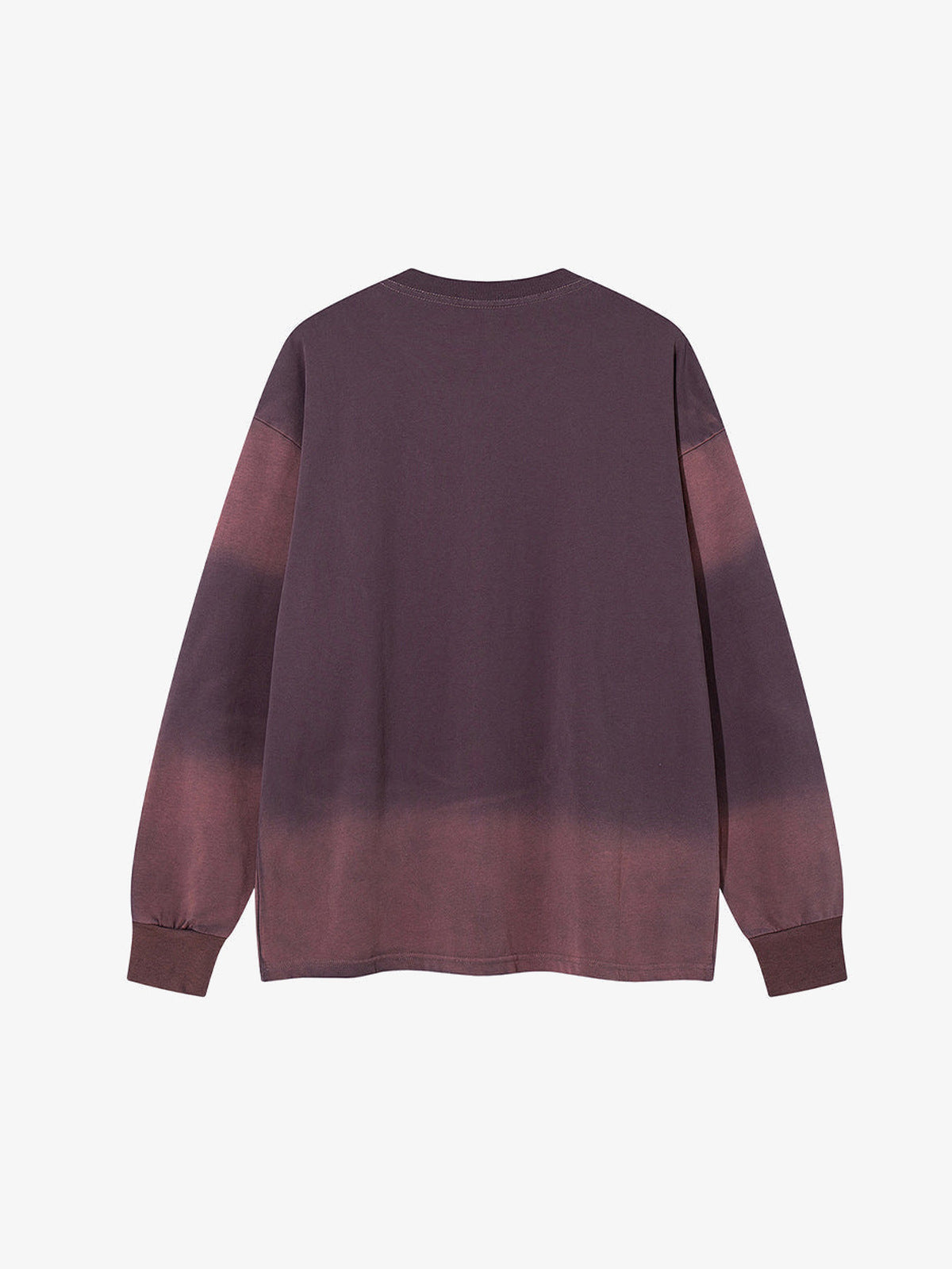 Dip Dye Long Sleeve Shirt with Wing Print – Burgundy, back flat | XoKool