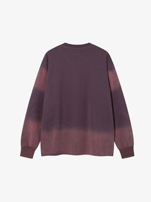 Dip Dye Long Sleeve Shirt with Wing Print – Burgundy, back flat | XoKool