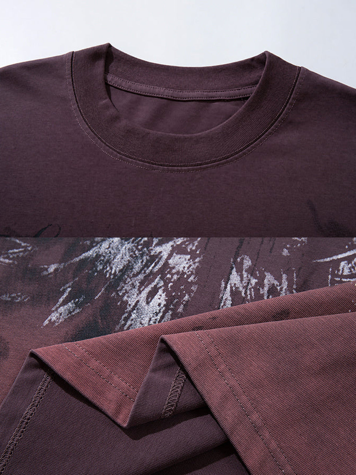 Dip dye long sleeve shirt – Burgundy, collar and hem close-up | XoKool