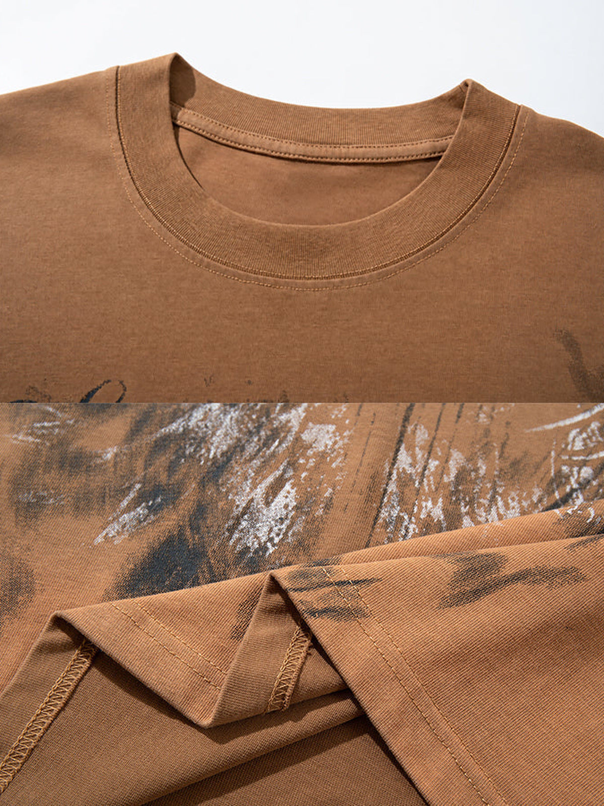 Dip dye long sleeve shirt – Rust, collar and hem close-up | XoKool