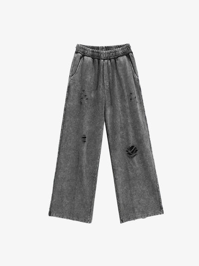 Joggers de pierna ancha grises acid wash desgastados
