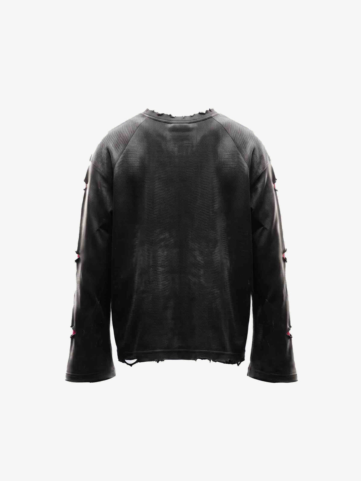 Distressed Raglan Long Sleeve Shirt – back, flat | XoKool