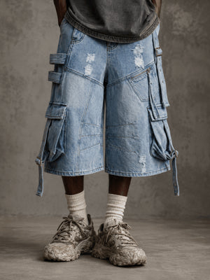 Cargo Jorts – Hellblau, am Model von vorne | XoKool