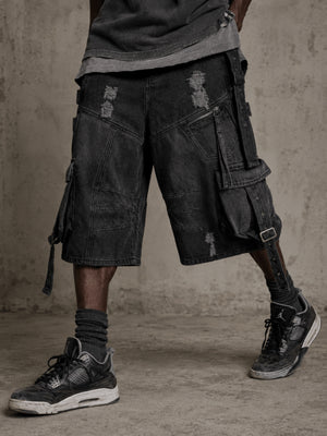 Cargo Jorts – Washed Black, am Model von der Seite | XoKool