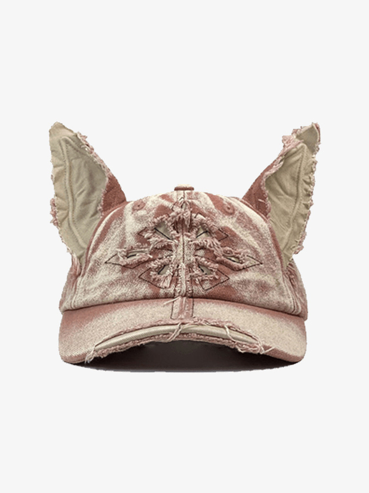 Gorra de béisbol de denim desgastado con orejas deshilachadas – rosa, vista frontal | XoKool