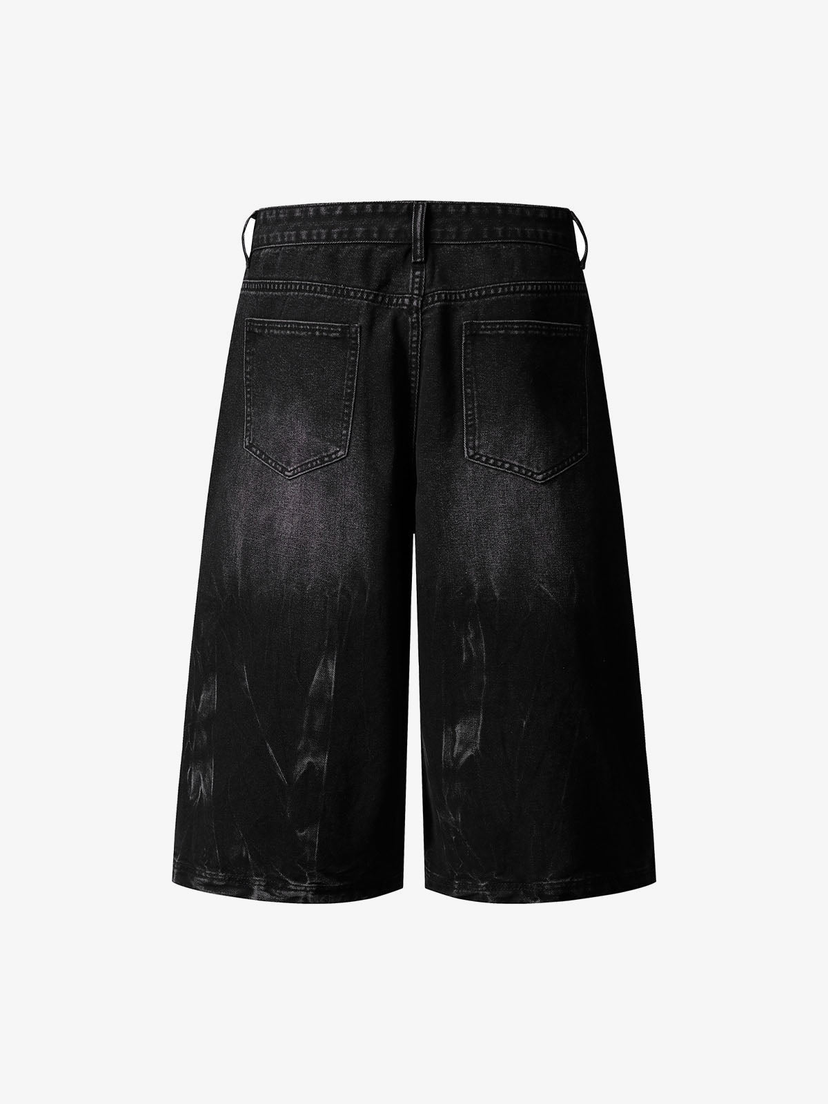Jorts negros rotos de cuadros – vista trasera plana | XoKool