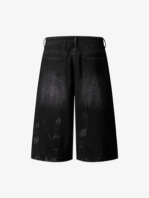 Jorts negros rotos de cuadros – vista trasera plana | XoKool