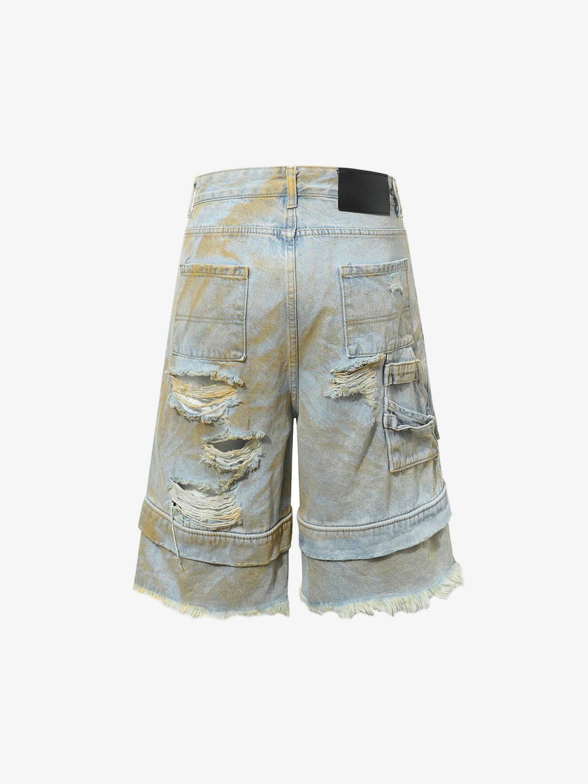 Ripped Dirty Wash Cargo Jorts – back flat view | XoKool