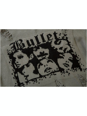 Face jacquard sweater – front graphic close-up | XoKool