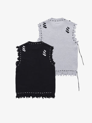 Strickweste – Schwarz und Hellgrau, Rückseite | XoKool