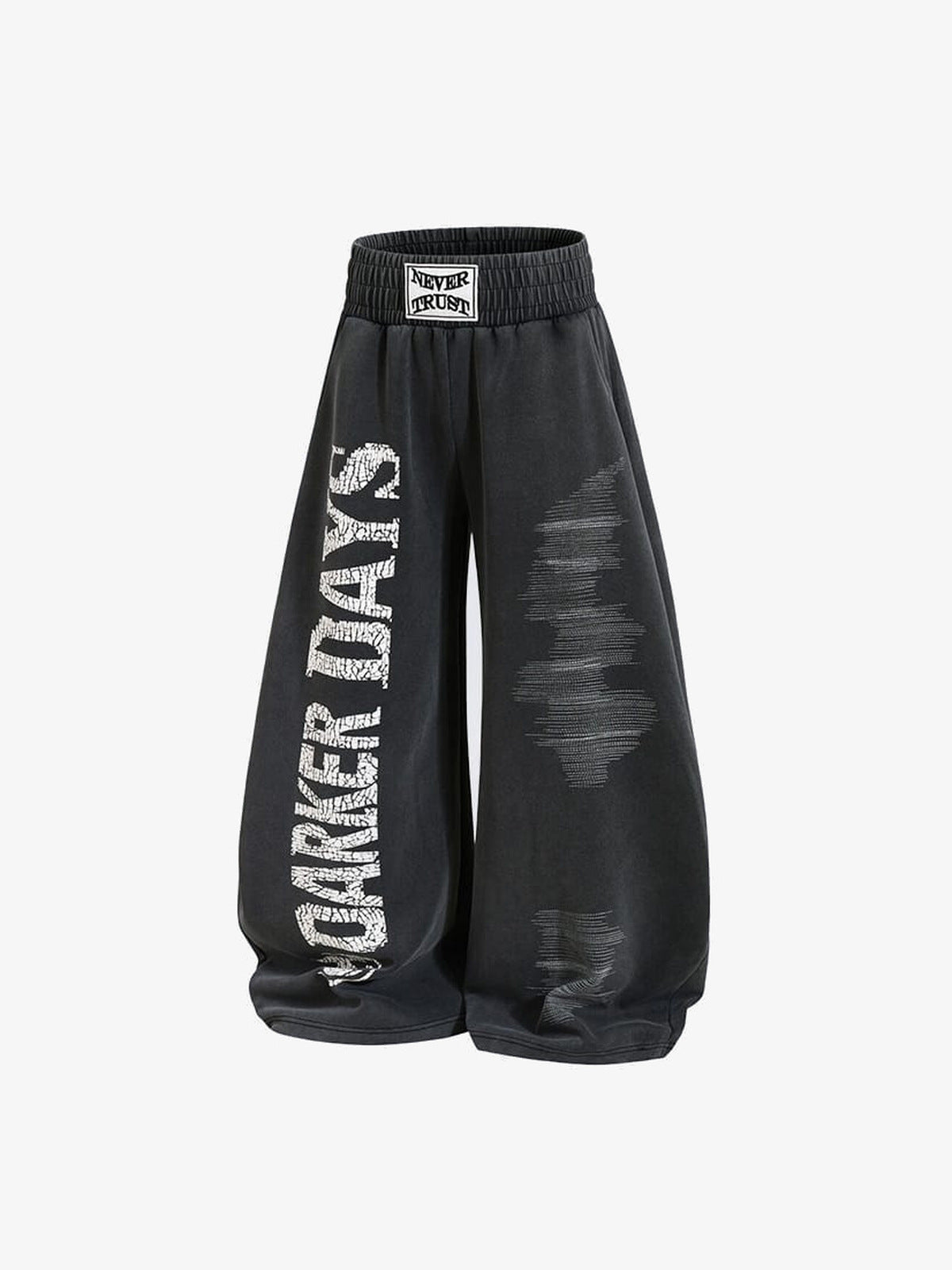 Distressed Barrel Jogginghose mit Buchstaben-Print – Seitenansicht flach | XoKool