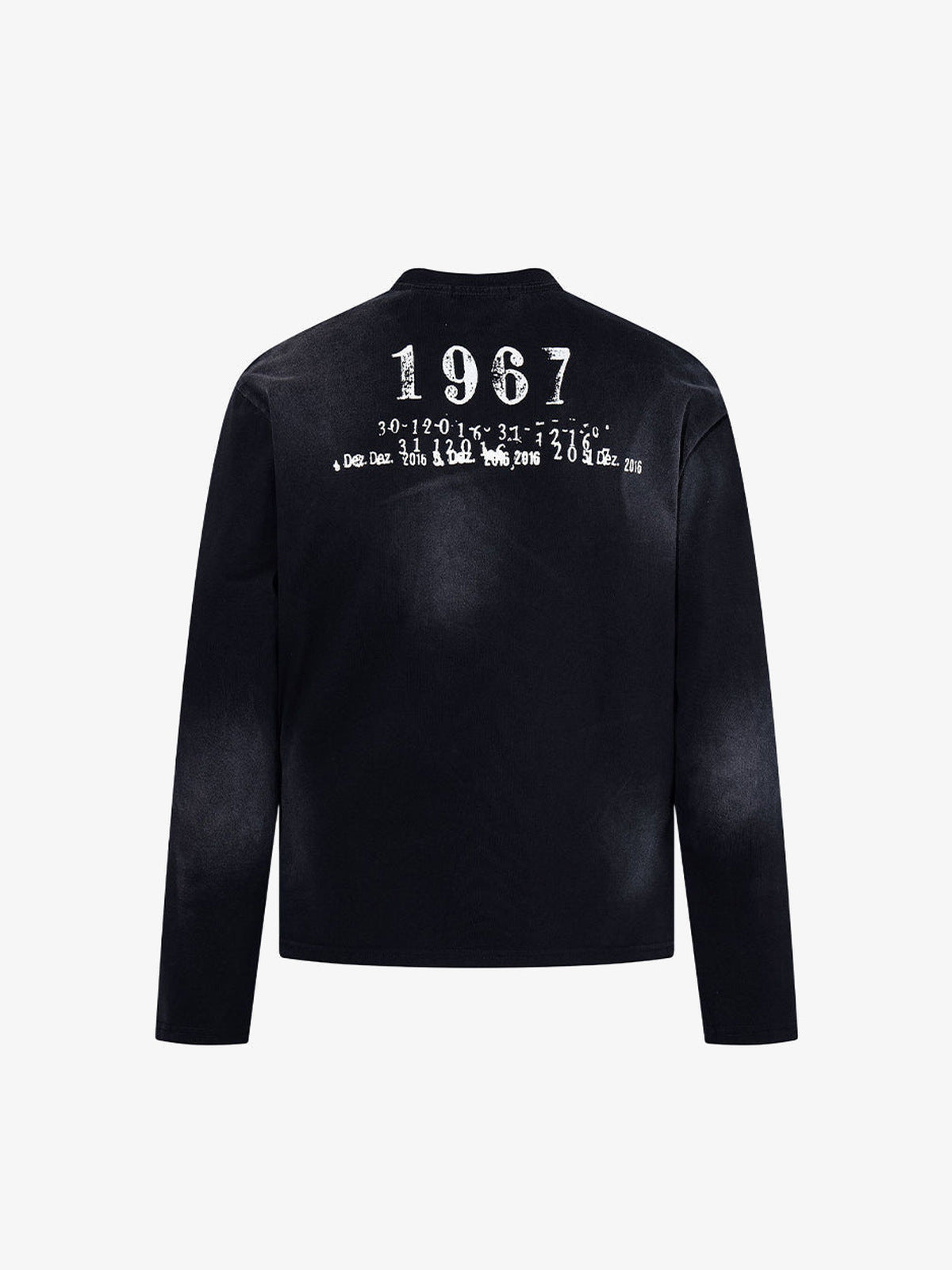 Distressed long sleeve shirt – Black, back flat | XoKool