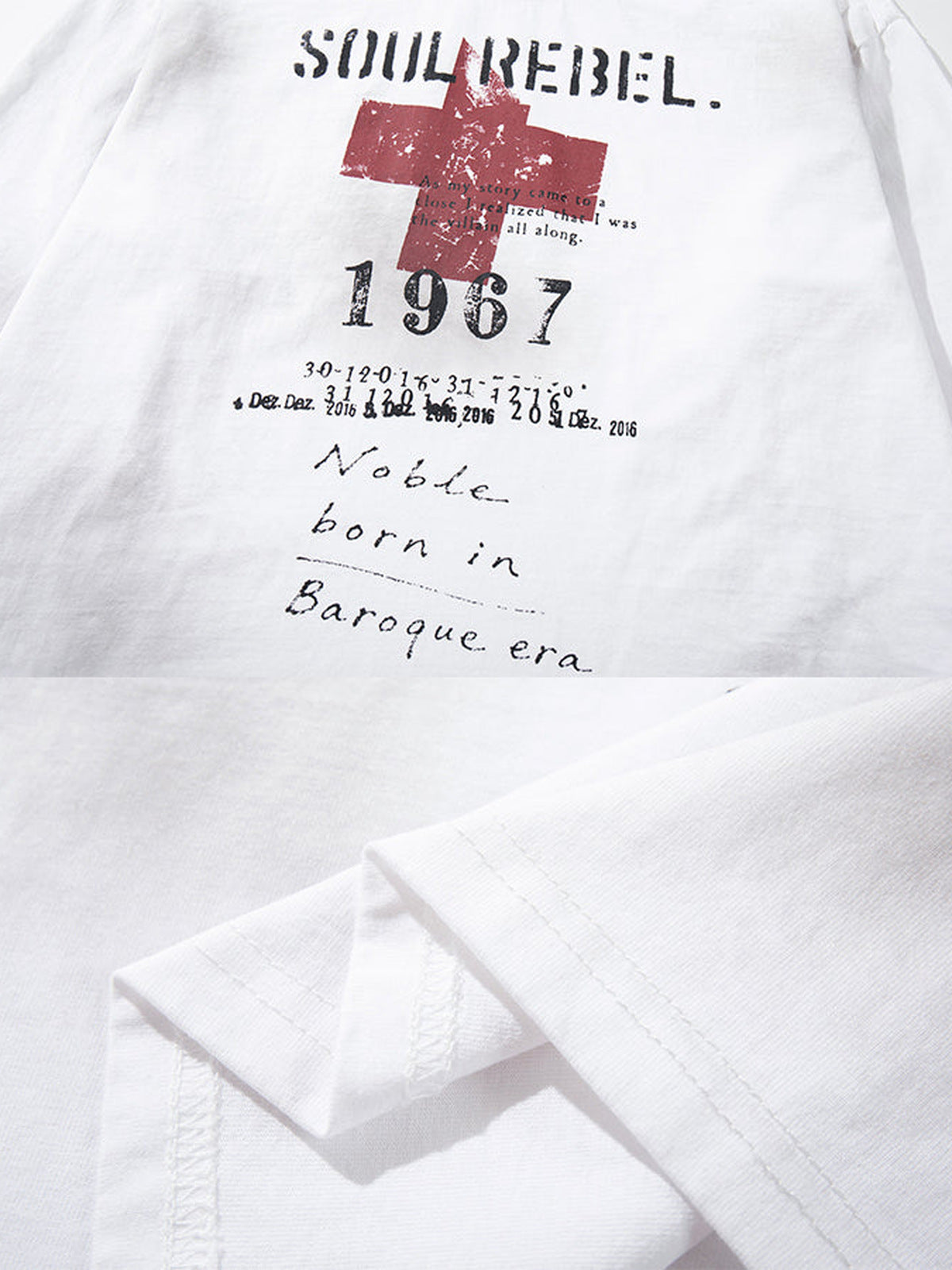 Distressed long sleeve shirt – print close-up | XoKool