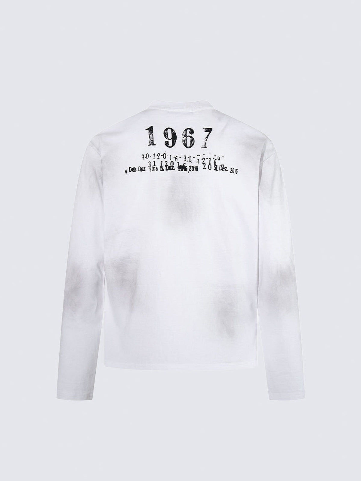 Distressed long sleeve shirt – White, back flat | XoKool