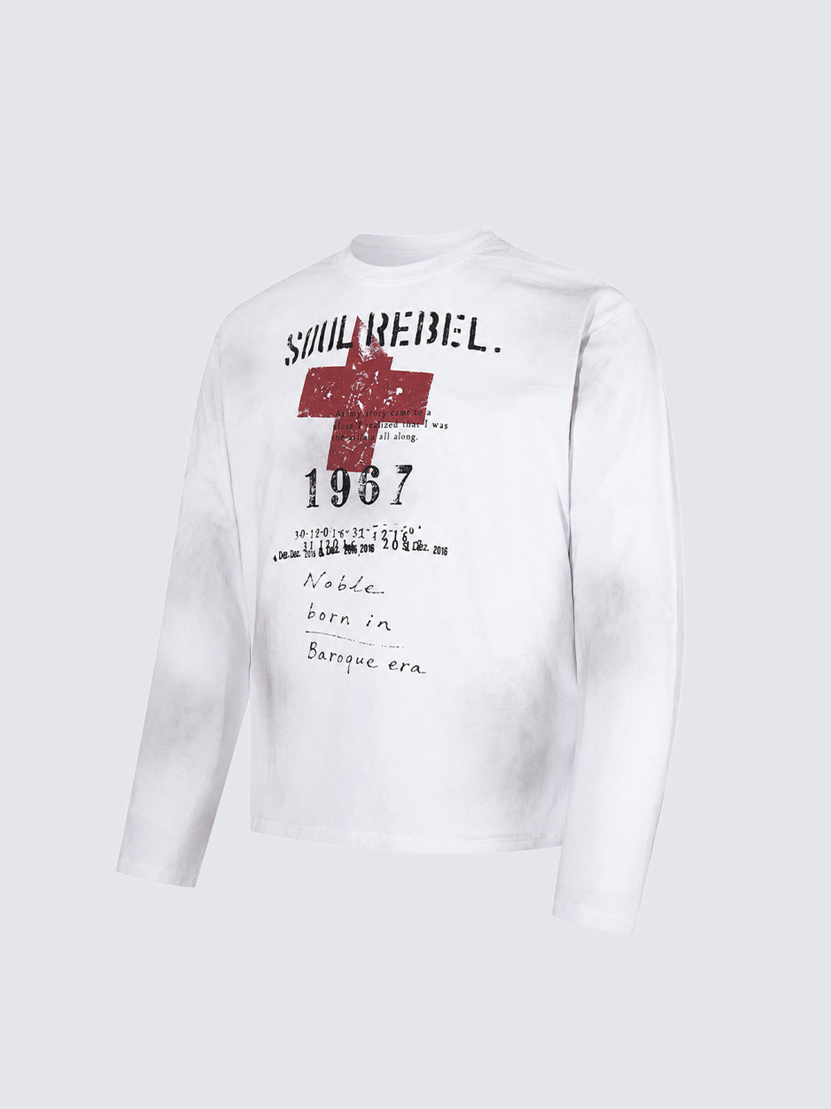 Distressed long sleeve shirt – White, front angle | XoKool