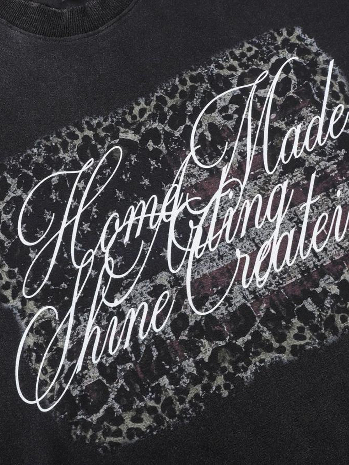 Distressed layered long sleeve – script print close-up | XoKool