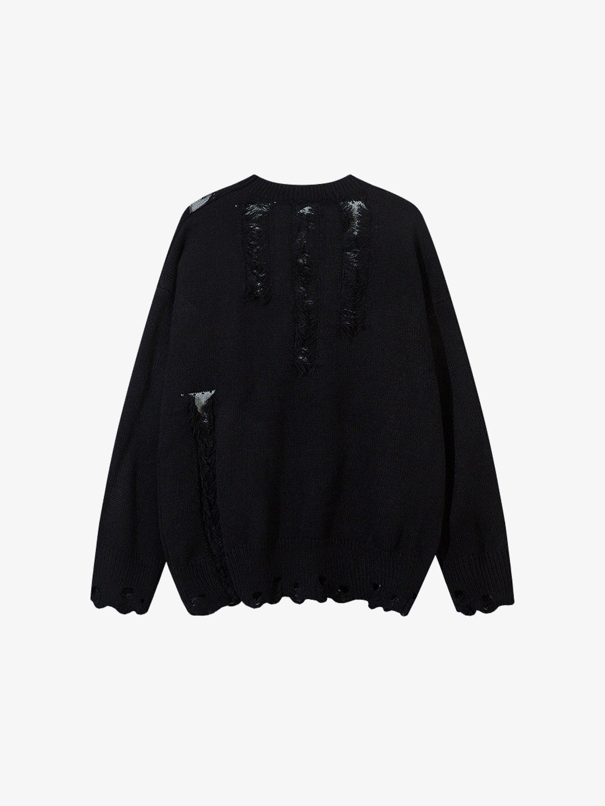 Distressed Strickpullover – Schwarz, Rückansicht | XoKool