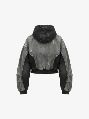 Distressed Kapuzenjacke – Washed Grey, Rückansicht | XoKool