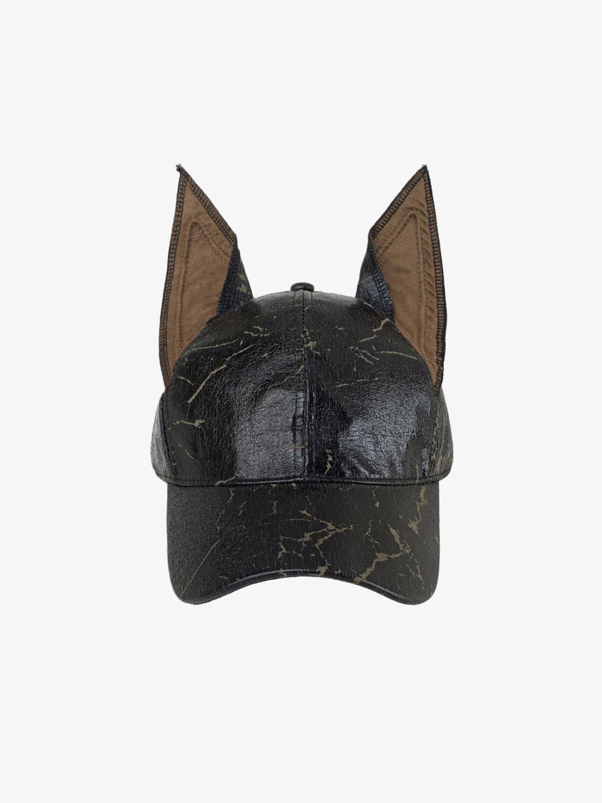 Gorra de béisbol de cuero sintético con orejas de doberman – vista frontal | XoKool