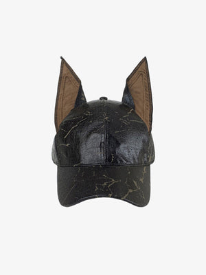Doberman Ear Faux Leather Baseball Cap – front view | XoKool