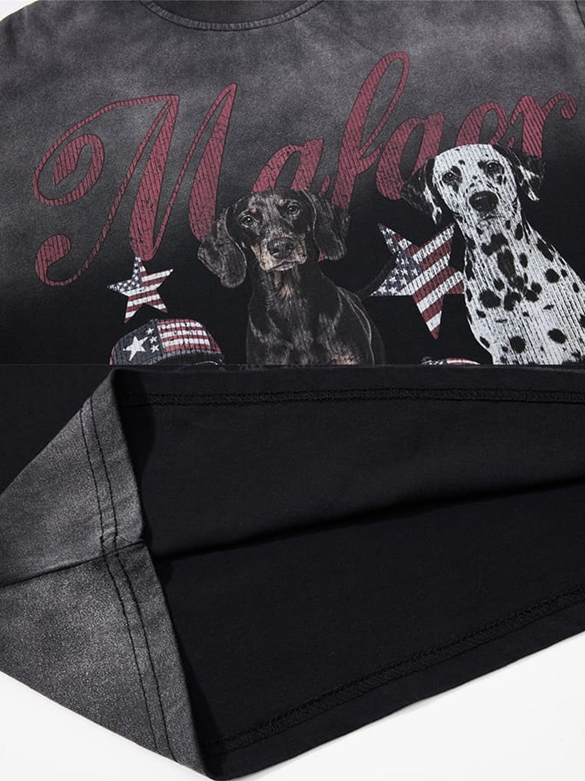 Dog long sleeve tee – dog print and hem close-up | XoKool