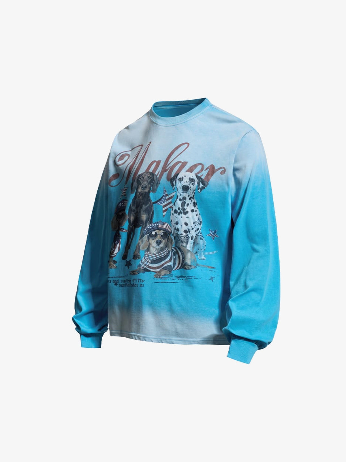 Dog long sleeve tee – Washed Blue, front angled | XoKool