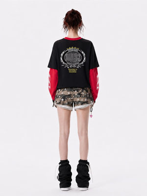 Layered Ringer Longsleeve – Schwarz, am Model von hinten | XoKool