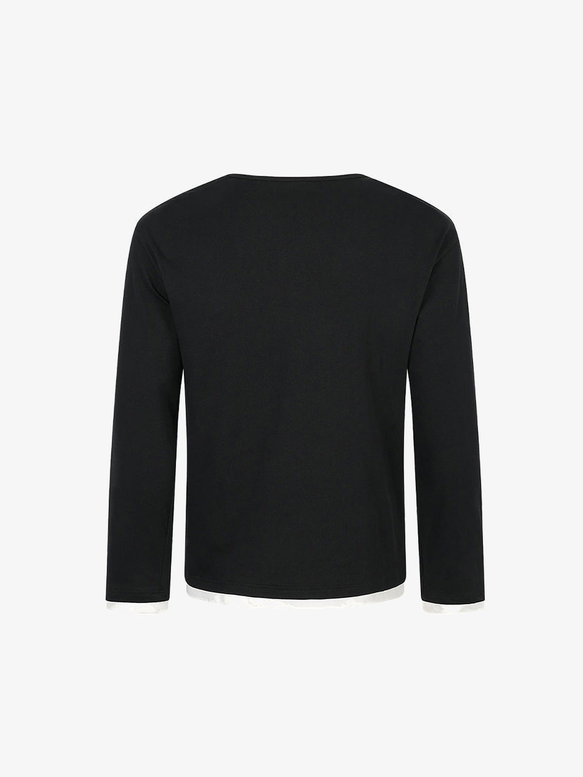Doppellagiges Longsleeve mit Collage-Print – Schwarz, Rückseite flach | XoKool