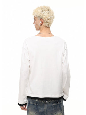 Doppellagiges Longsleeve – Weiß, am Model von hinten | XoKool