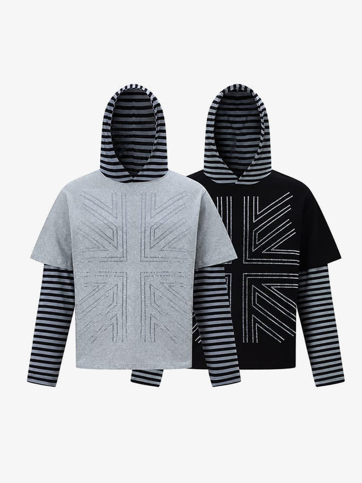 Layered striped hoodie – both colors together | XoKool