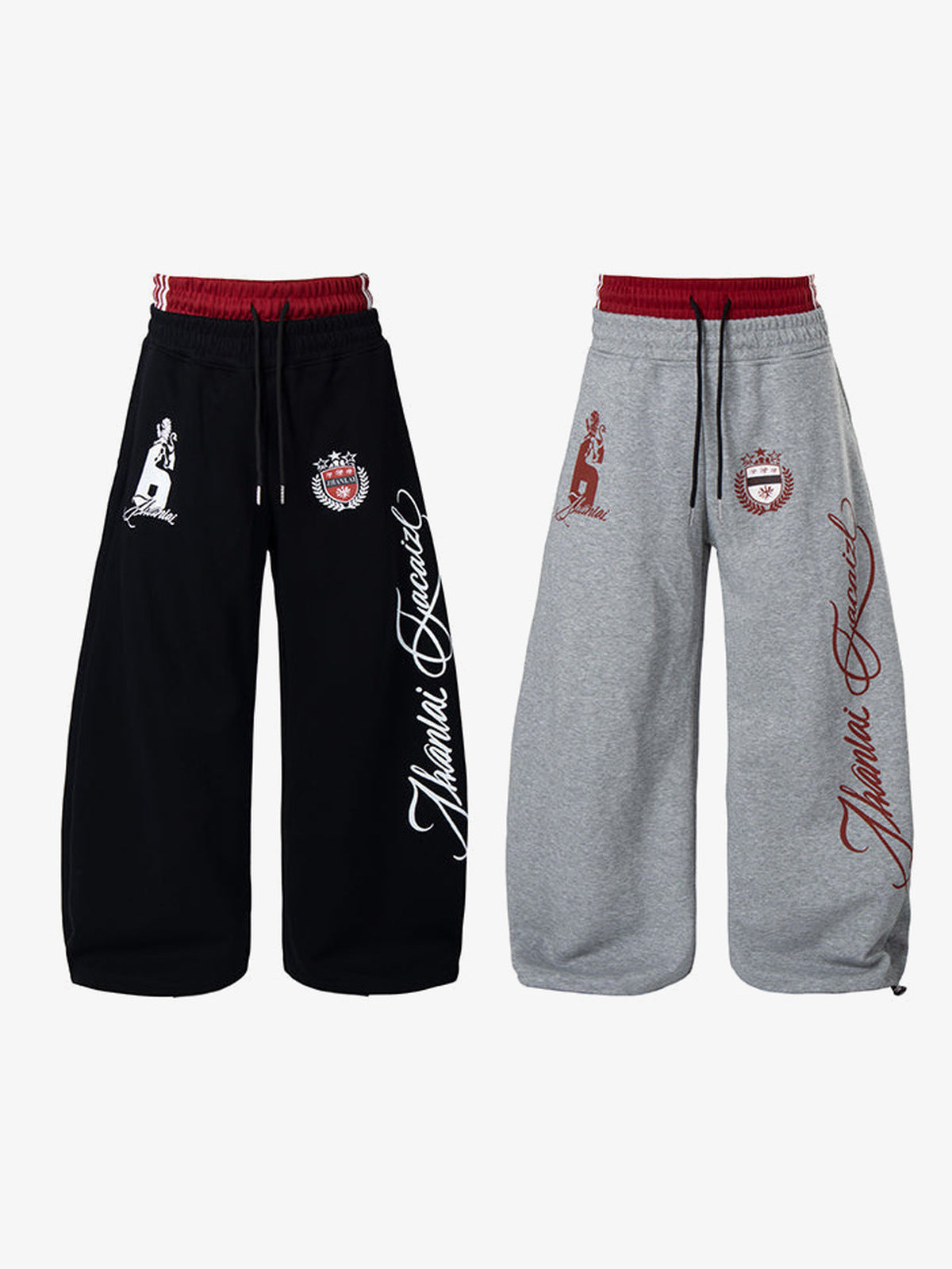 Lion Graphic Sweatpants – Black and Grey flat | XoKool