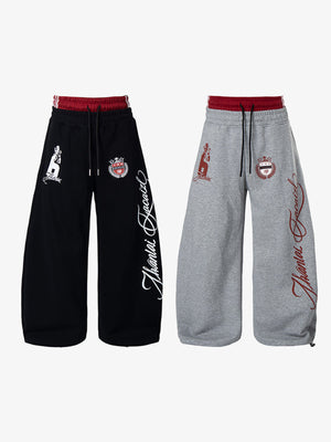 Lion Graphic Sweatpants – Black and Grey flat | XoKool