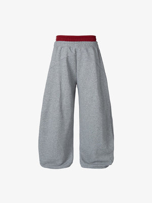 Double Waistband Sweatpants with Lion Graphic – Grey, back flat | XoKool