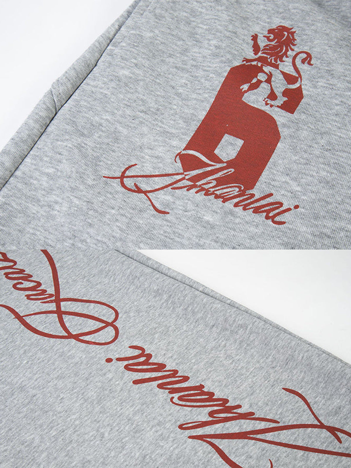 Lion Graphic Sweatpants – lion graphic and script close-up | XoKool