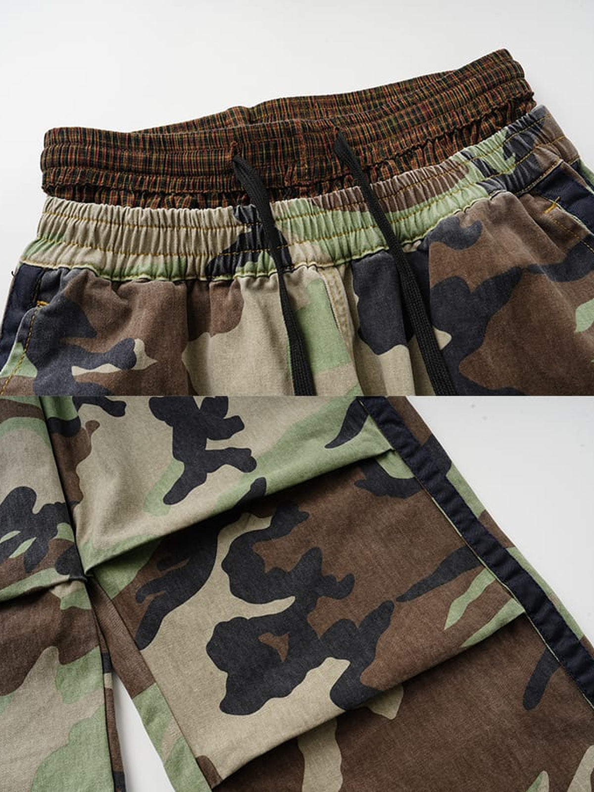 Pantalones deportivos de camuflaje – Detalle de la doble cintura y la raya lateral | XoKool