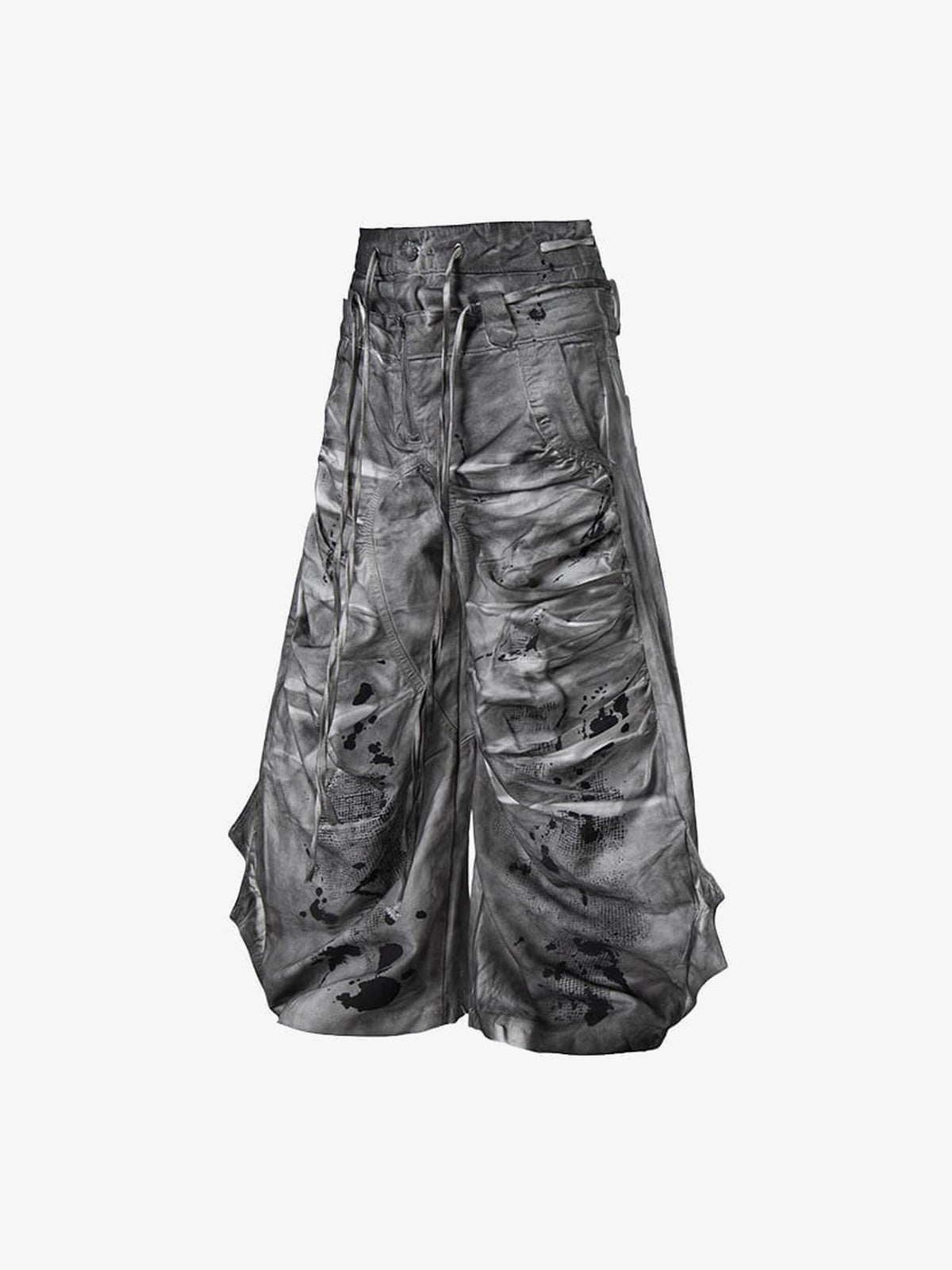 Drawstring wide leg jeans – Washed Grey, side flat | XoKool