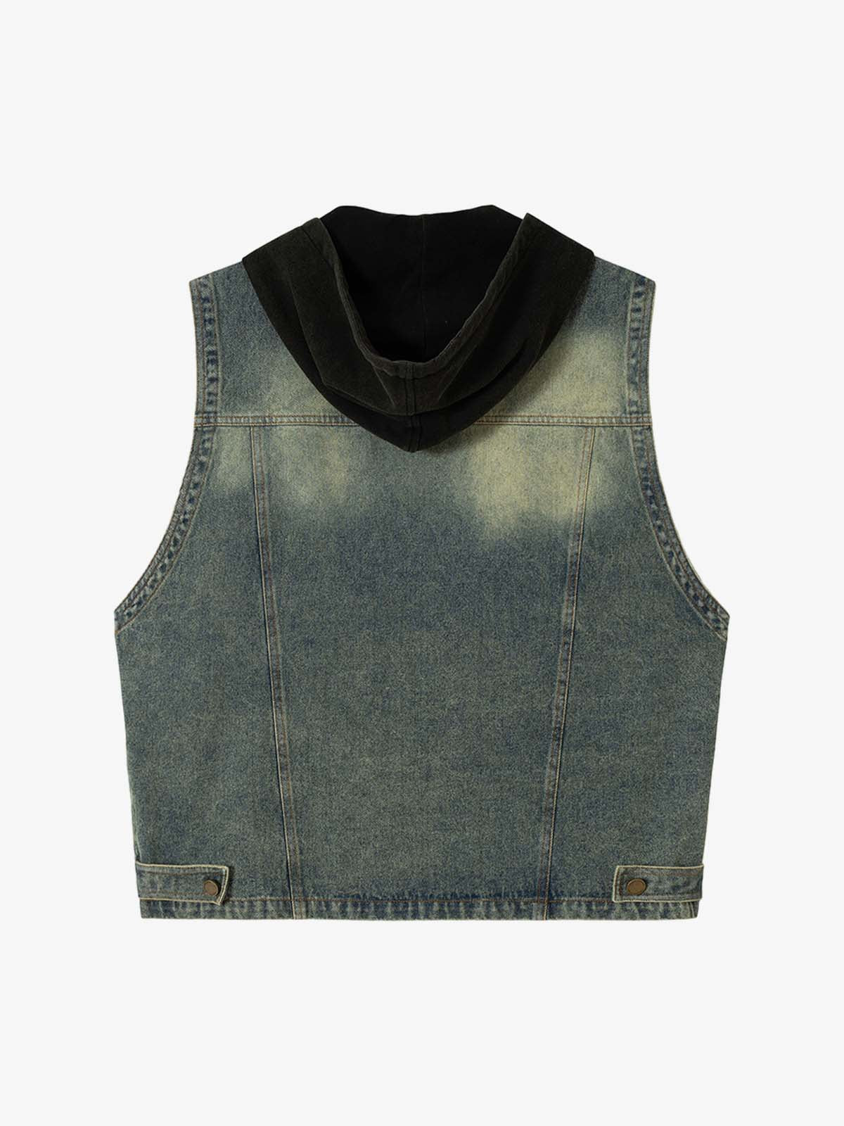Functional Multi-Pocket Hooded Denim Vest - image 4