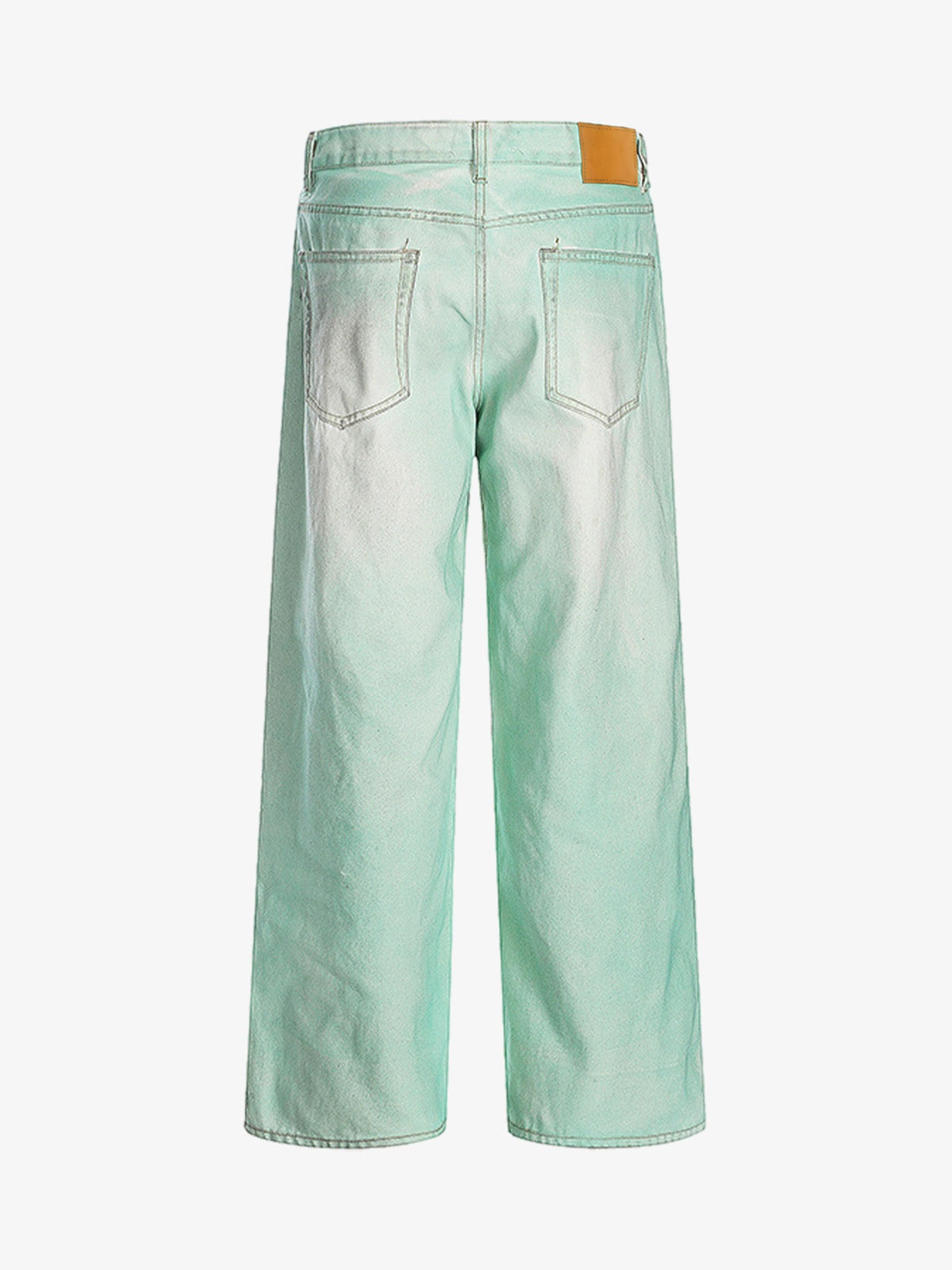 Mint Green Baggy Jeans with Faded Wash – back view | XoKool