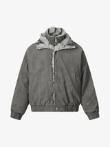 Vintage Dual-layer Collar Fleece-lined Zipper Jacket