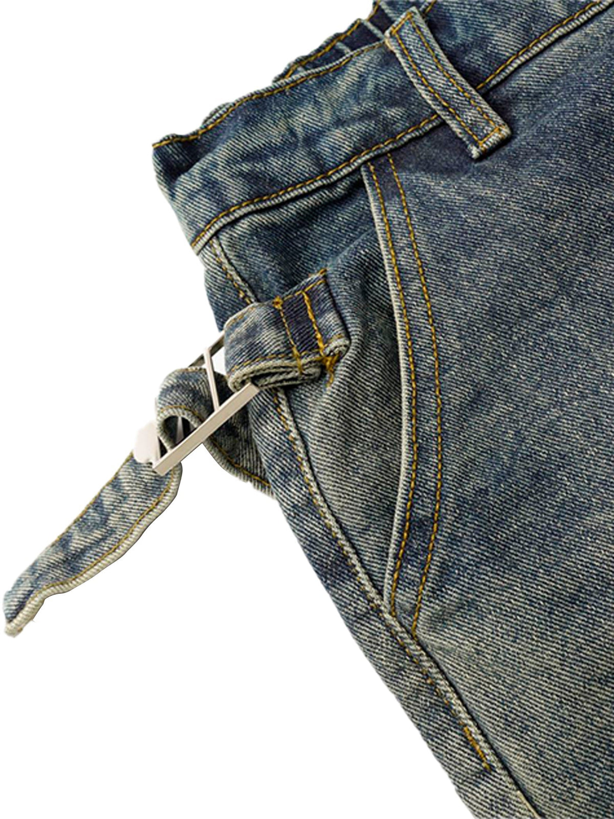 Relaxed fit jeans – buckle tab close-up | XoKool