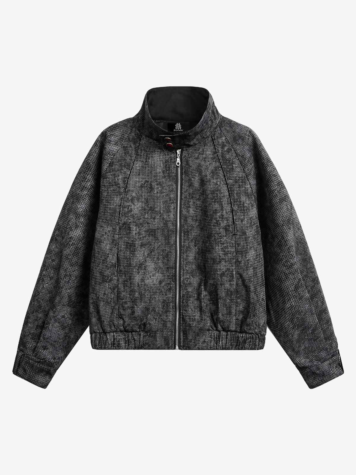 Dark Deconstructed Split Stand Collar Jacket