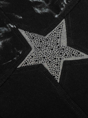 Painted star jeans – rhinestone star close-up | XoKool