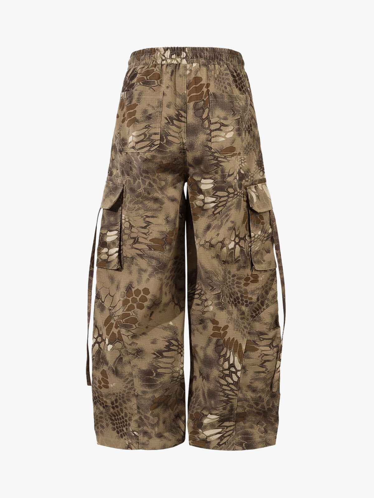 Adjustable Drawstring Python Camouflage Barrel Cargo Pants - image 3